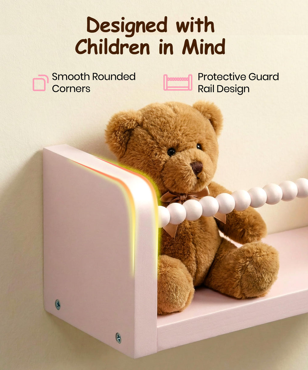 Nursery Book Shelves for Wall Set of 3, Natural Wood Bookshelves Wall Decor, Small Floating Shelf Organizer for Kids Room, Bedroom, Kitchen Spice Rack