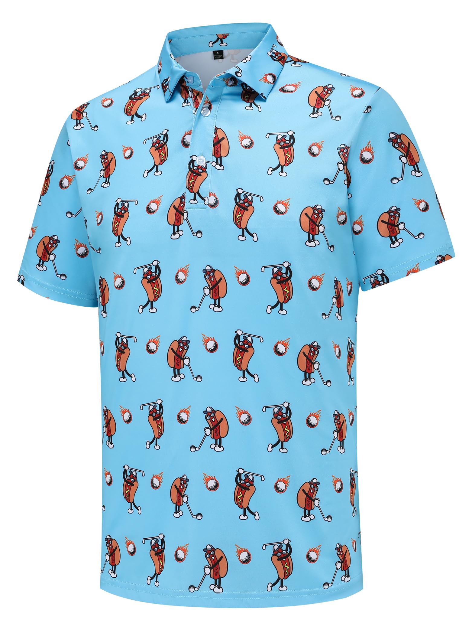 Men's Golf Polo Shirts Funny Golf Shirts for Men Performance Moisture Wicking Quick Dry Athletic Short Sleeve Shirts