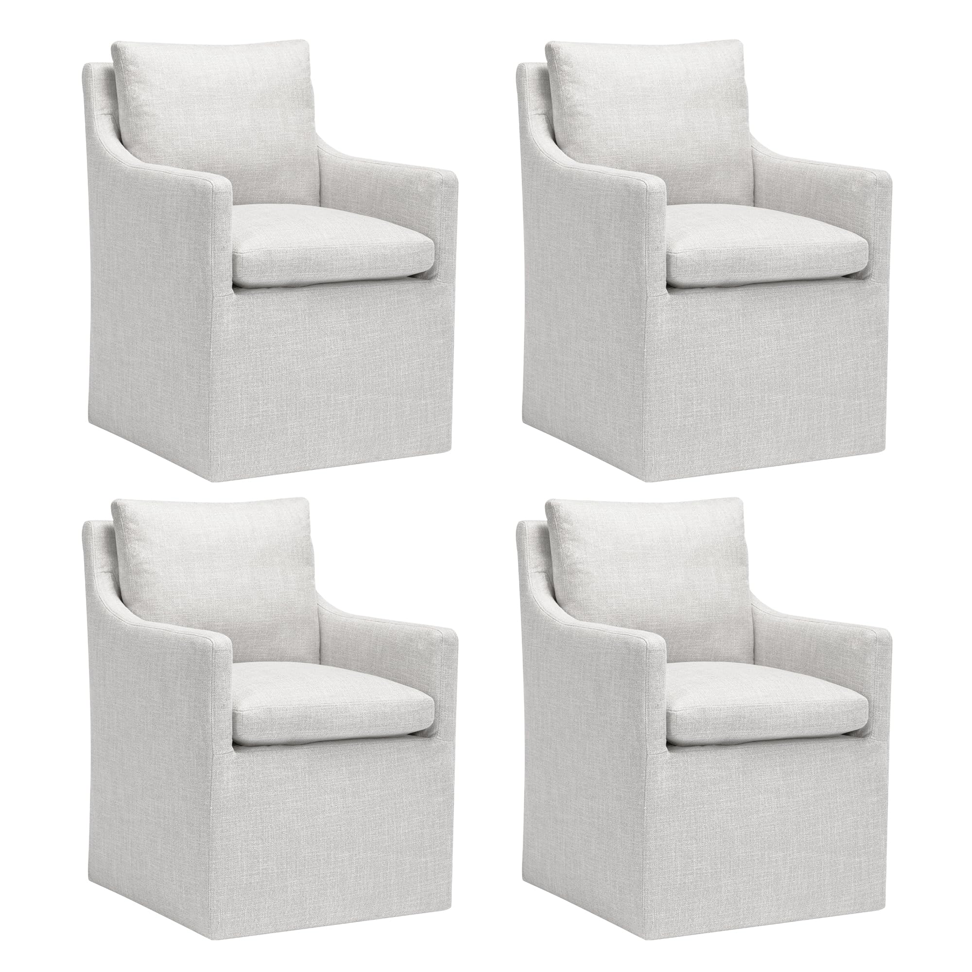 DUHOME Upholstered Dining Chair,Linen Accent Chair for Living Room,Single Sofa with 4 Casters,Upholstered Armchair for Bedroom Reading Waiting Kitchen Dining Room
