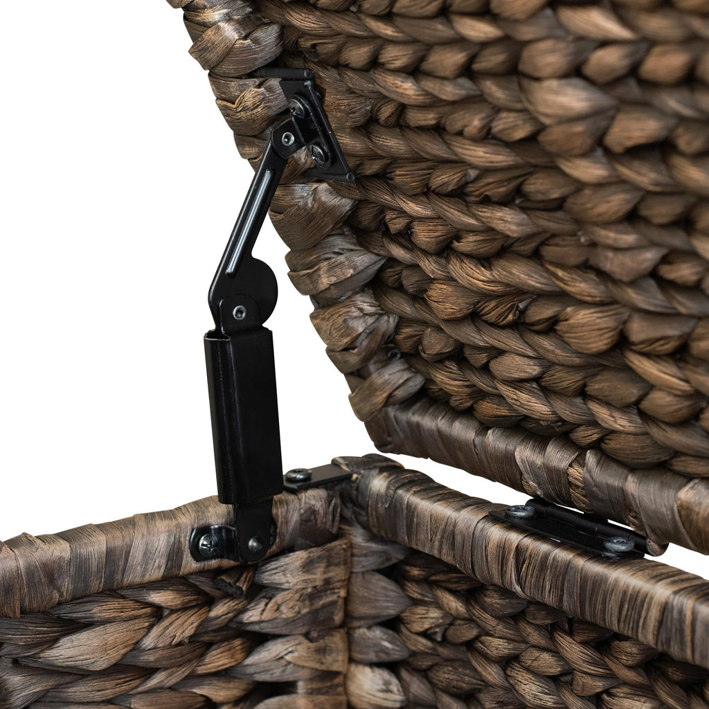 eHemco Heavy-duty Water Hyacinth Wicker Storage Trunk with Metal Frame, 30 by 17.5 by 17.5 Inches, Brown Wash