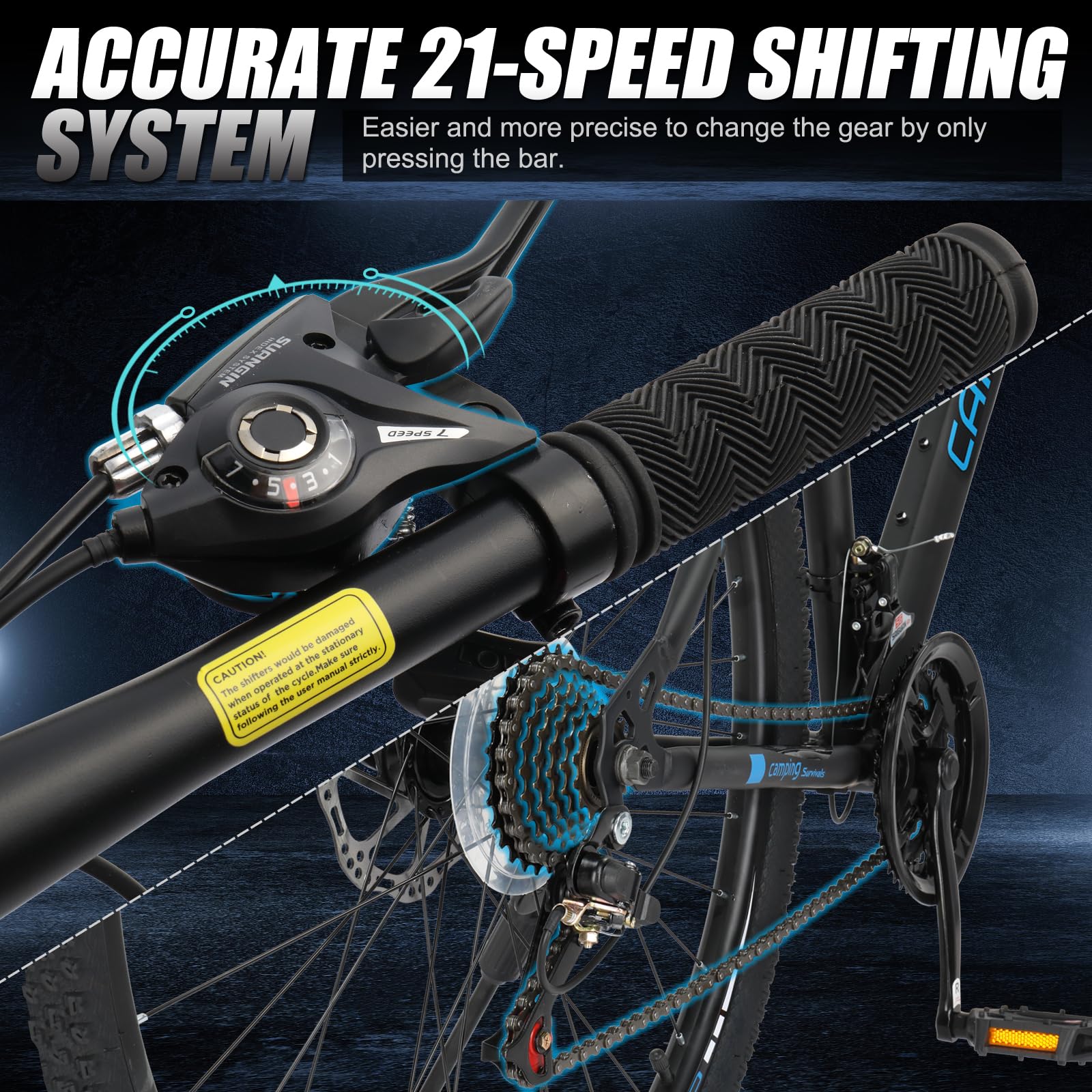 Ktaxon Mountain Bike 24/26/27.5 Inch Men & Women Mountain Bike with 21-Speed Adult Bikes, Double Disc Brake, Suspension Fork and High Carbon Steel Frame