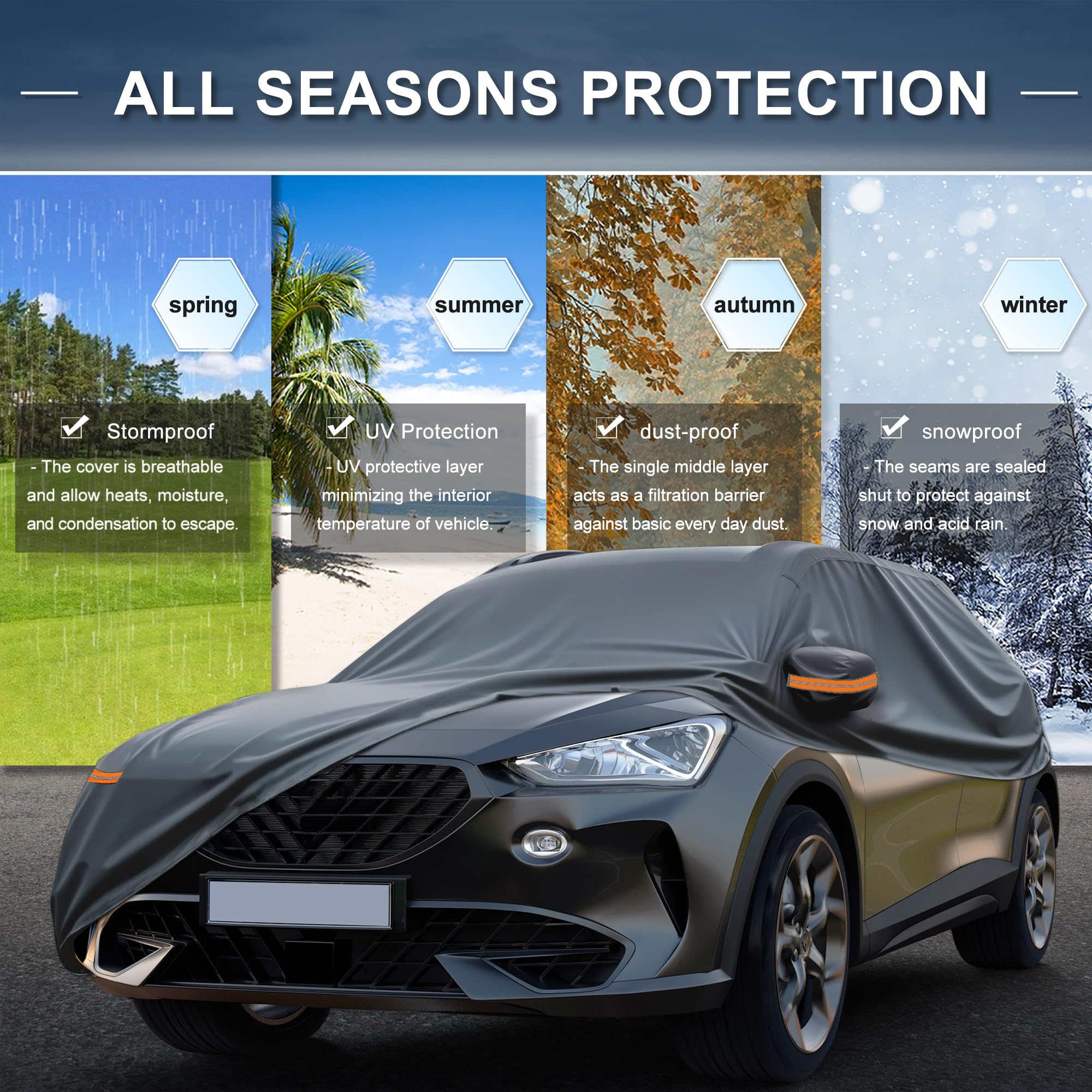 X AUTOHAUX Car Cover for Mini Cooper 2DR 2002-2021 210D-PU Outdoor Full Car Cover All Weather with Door Zipper