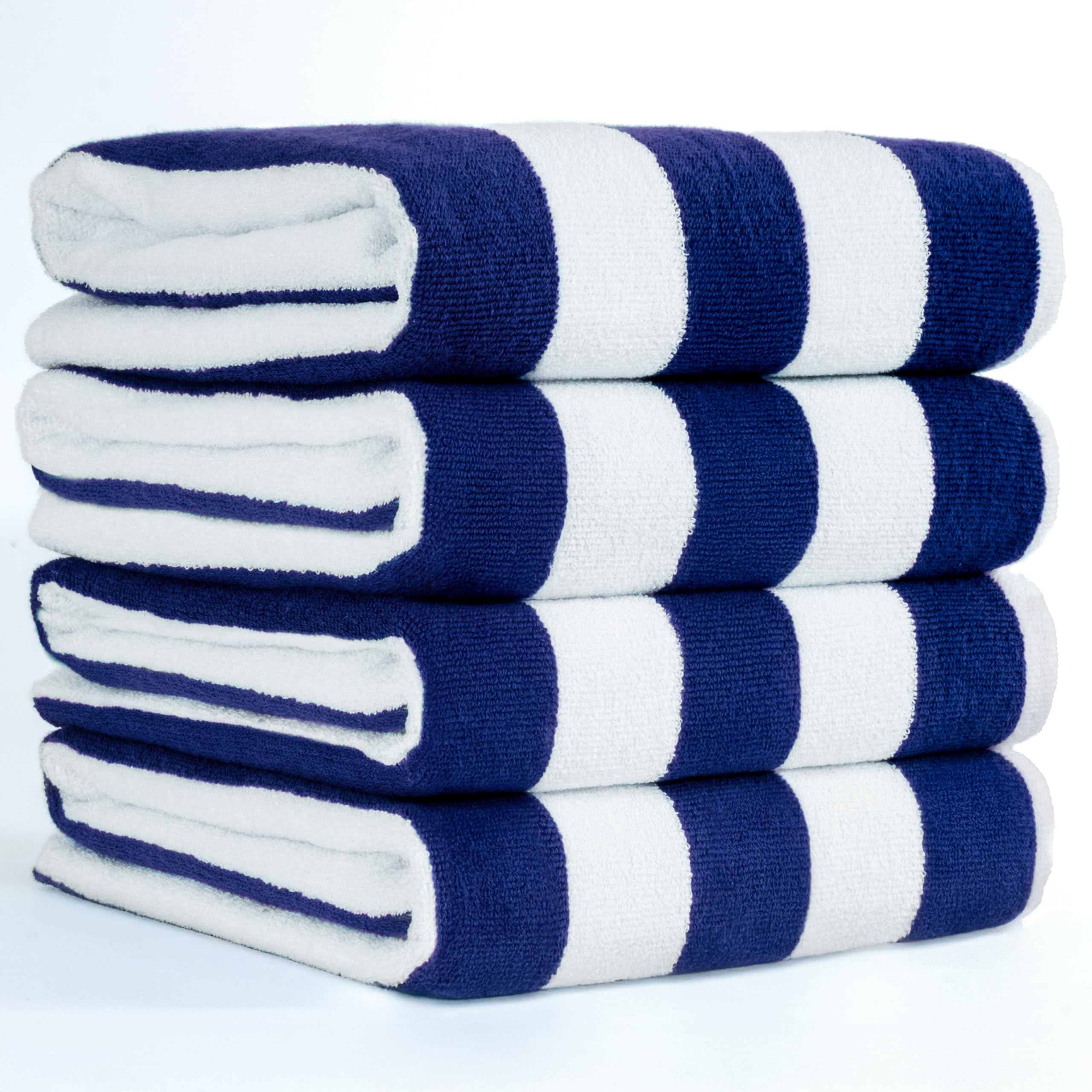 American Soft Linen Cabana Striped Beach Towels, 30x60 inch 4 Piece Oversize Pool Towels, Quick Drying Sand Free Swim Towels, Beige