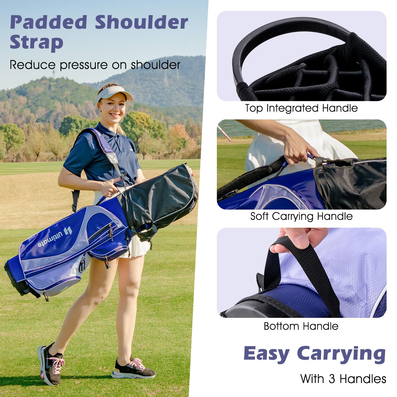 Tangkula 9/10/12 Pieces Women's Complete Golf Clubs Set, Golf Club Package Set with 460CC Driver, Fairway Wood & Hybrid, Irons, Putter, Portable Regular Golf Club Set