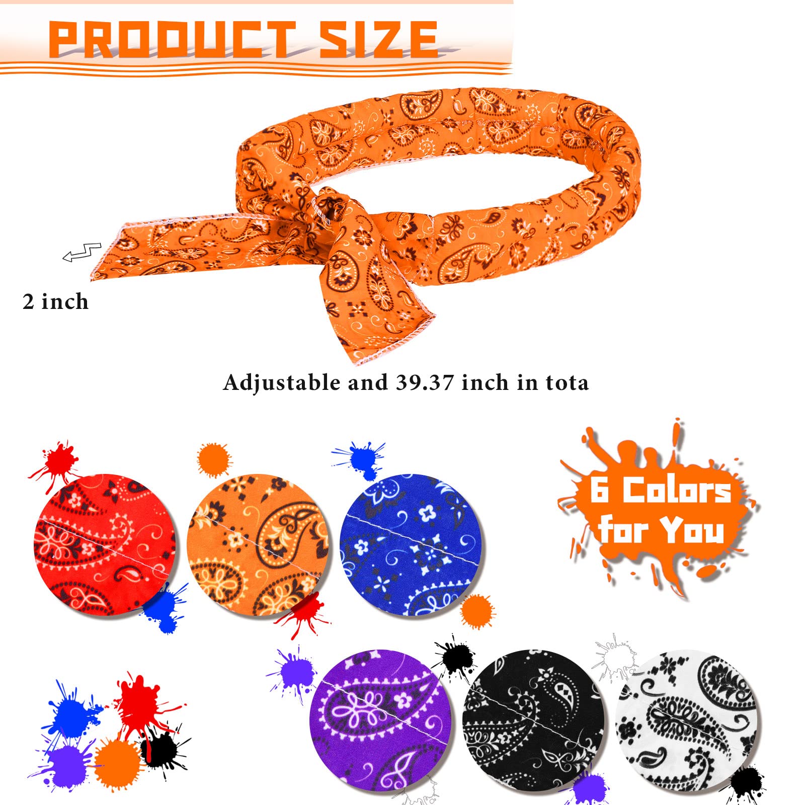 Coume 6 Pack Cooling Neck Wraps Neck Cooler Ice Bandanas Scarf for Hot Weather Summer Ultra Running Walking Riding Women Men