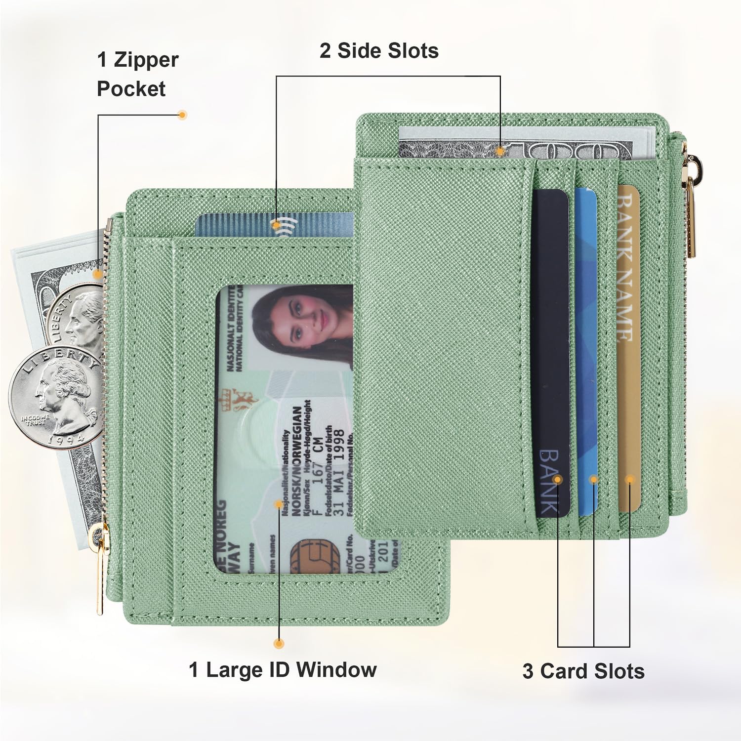 Sodsay Card Case Slim Front Pocket Wallet for Women Credit Card Holder with Keychain | Slim, Credit Card Holder, Front Pocket, with Keychain | Slim