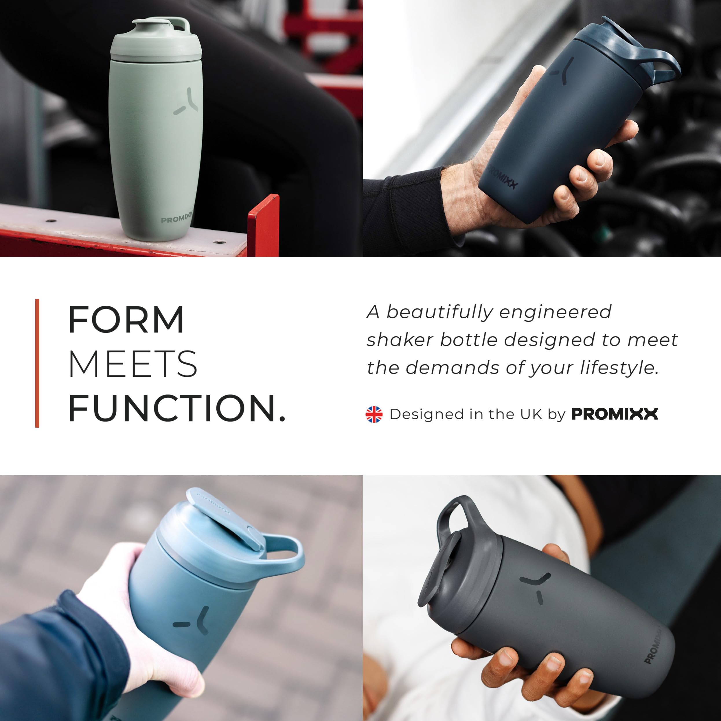 Promixx Pursuit Shaker Bottle Insulated Stainless Steel Water Bottle and shaker Cup, 18oz, Coral