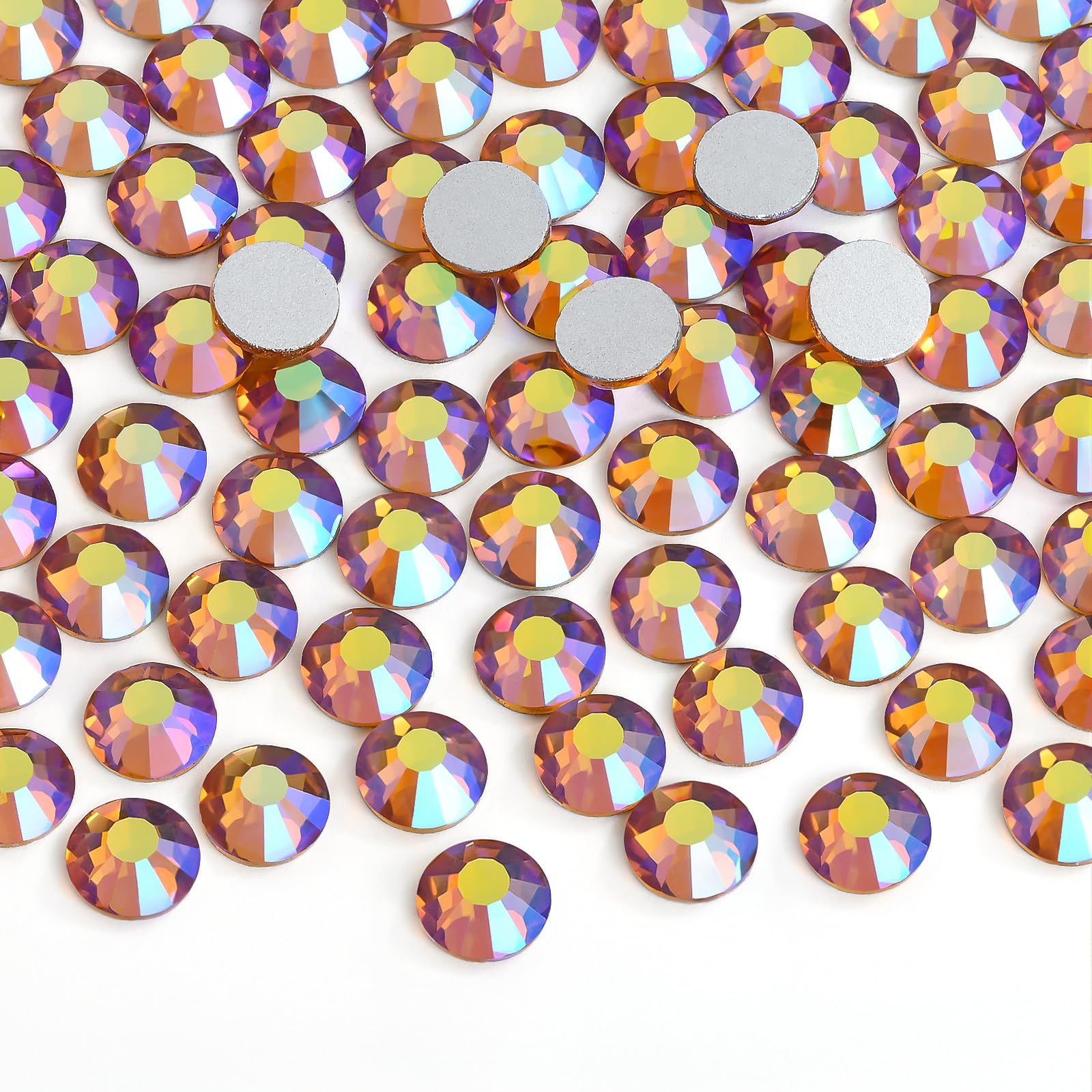 2880 Pieces Flatback Rhinestones Glue Fix Crystal Glass Diamantes Gems for Crafting Nail Art Crafts Decorations Clothes Shoes 1.4 mm (ss3, Amber)