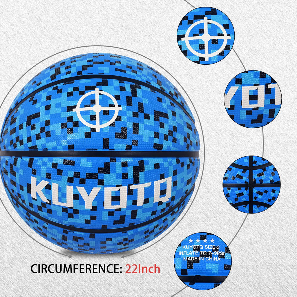 KUYOTQ Kids Youth Adult Size 3/4/5/6/7 (22/25.5/27.5/28.5/29.5") Basketball Premium Rubber or Faux Leather Basketball Indoor Outdoor Basketball for Boys Girls Womens Mens Basketball Gifts (Deflated)