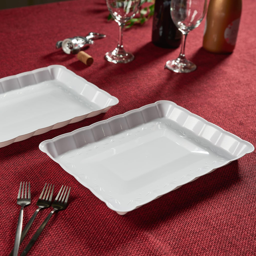 Plasticpro Plastic Serving Trays - Serving Platters Rectangle 9X13 Disposable Party Dish 4 Black Trays