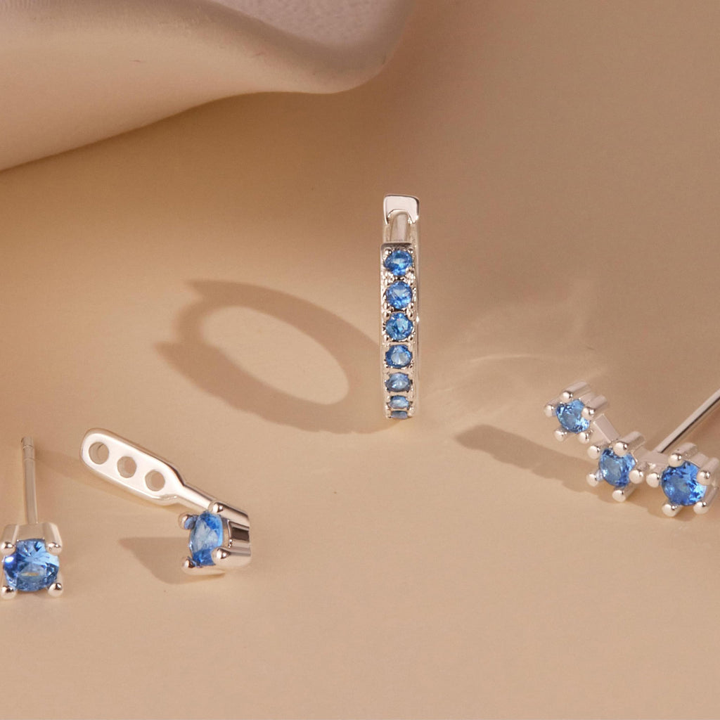 3 Pairs Dainty Small Earrings Set for Women Trendy, Birthstone Stud Huggie Hoop Jacket Stack for Cartilage Helix, Gold Plated Hypoallergenic Cute Women Fashion Accessories Western Jewelry Gifts