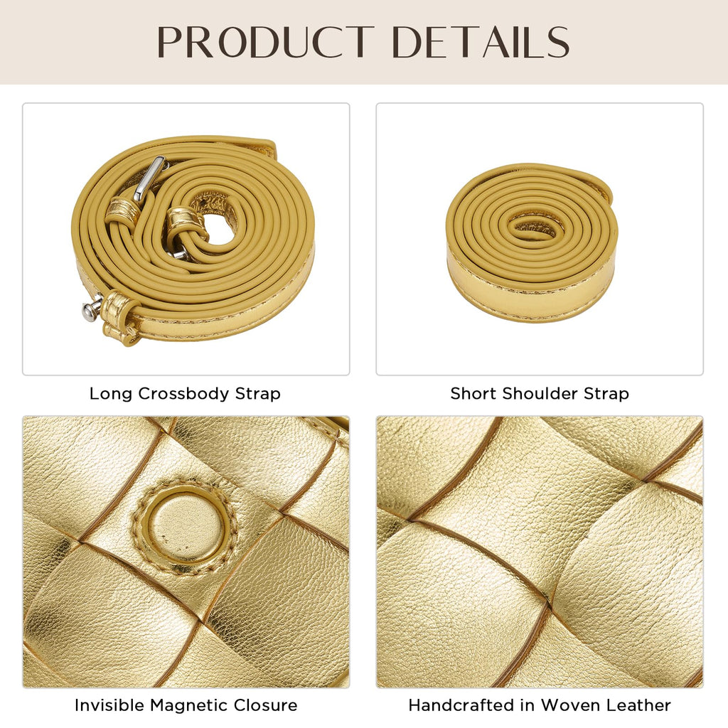 CHUNLI Woven Evening Clutch Purses for Women, PU Crossbody Shoulder Purse Handbag for Evening, Formal Events, Wedding, Party