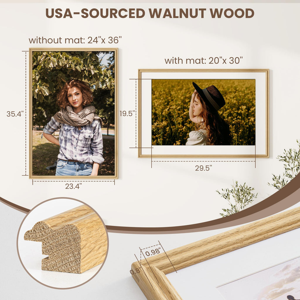 Fun Memories 5x7 Picture Frame with Mat for 4x6 Photo, Solid Elm Wood & Tempered Glass, Rustic Wall & Tabletop Display Frame, Grey, 1 Pack