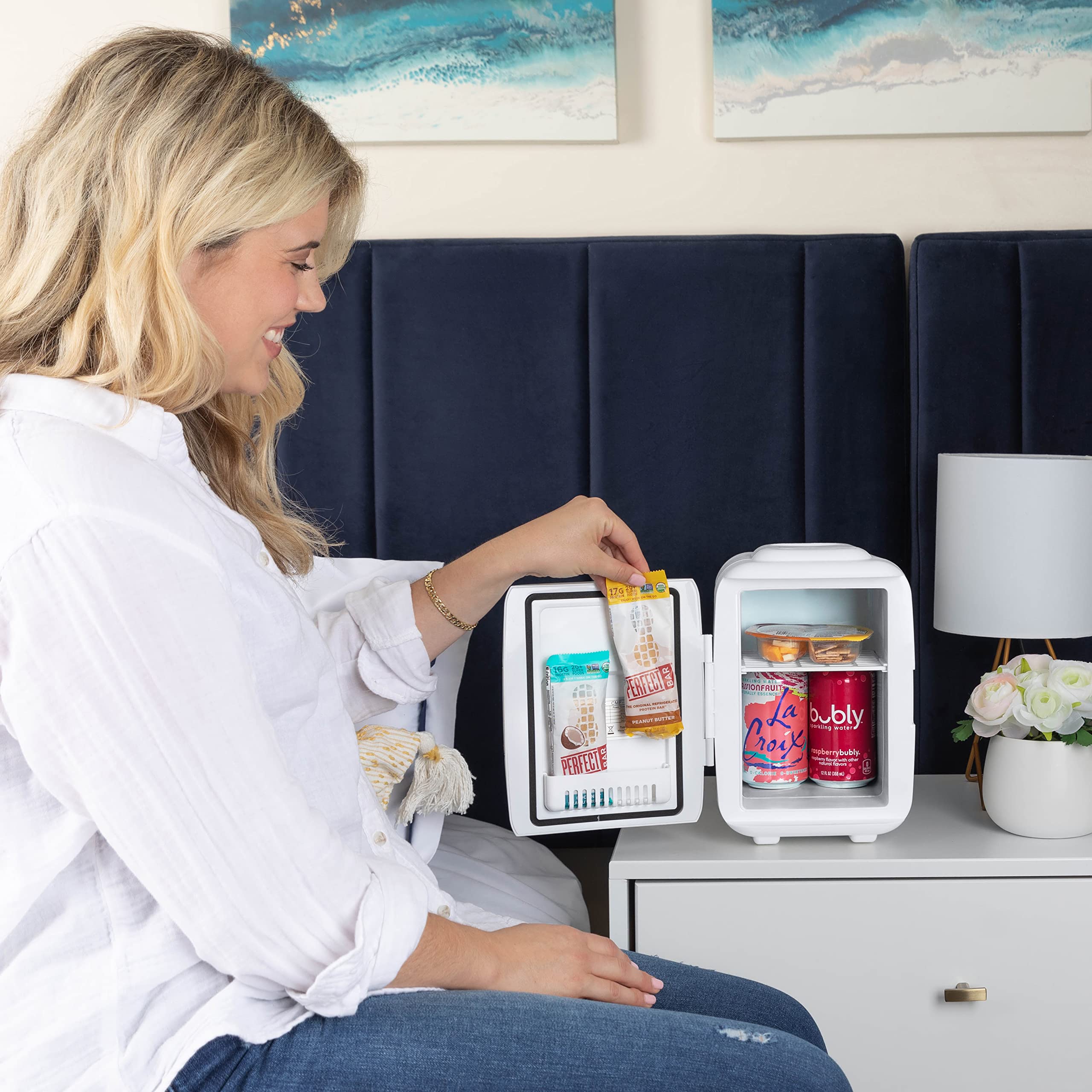 Cooluli Mini Fridge for Bedroom - Car, Office Desk & Dorm Room - Portable 4L/6 Can Electric Plug In Cooler & Warmer for Food, Drinks, Skincare Beauty & Makeup - 12v AC/DC & Exclusive USB Option, Black