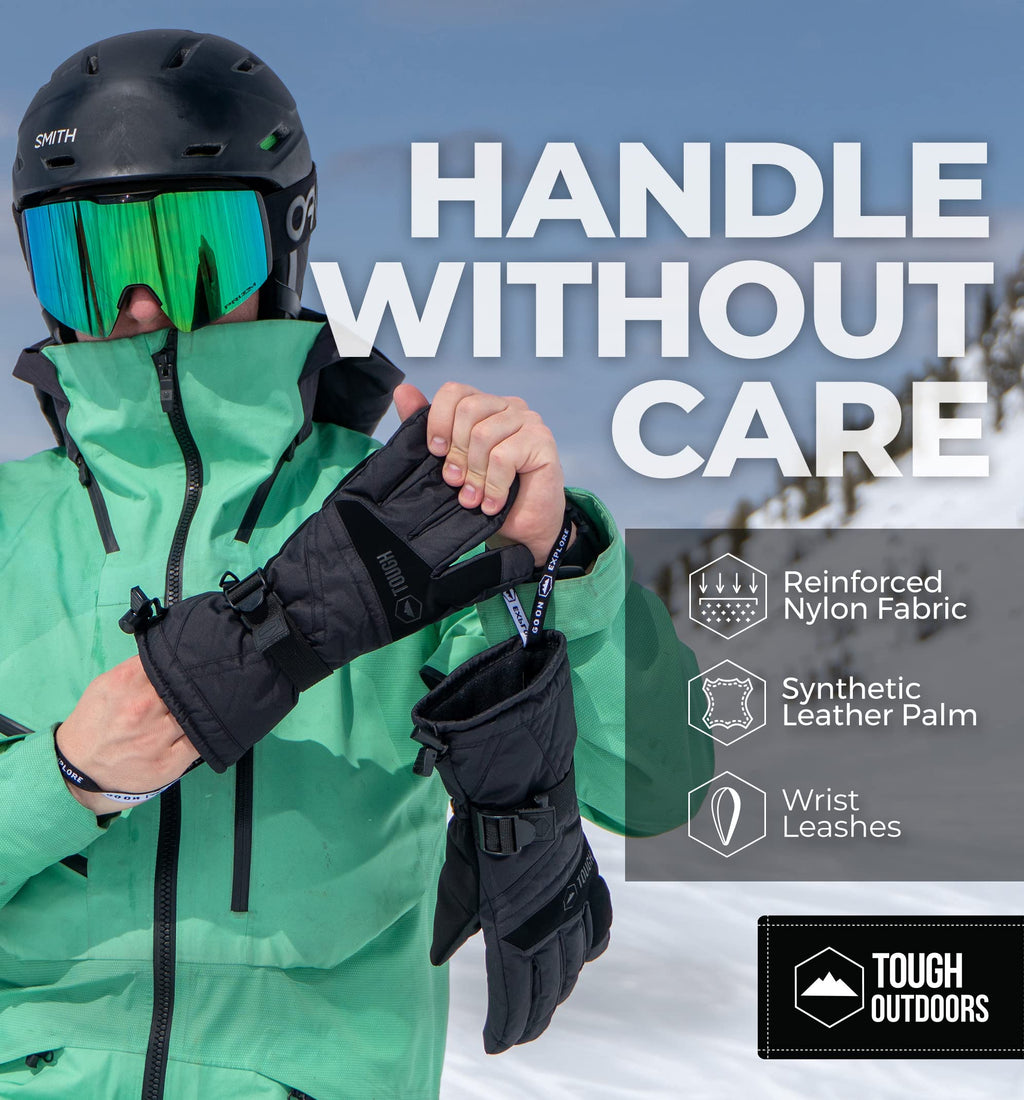 Tough Outdoors Waterproof Gloves Women - Ski Gloves Men - Warm for Winter Cold Weather Snow & Snowboarding - Men's Women's