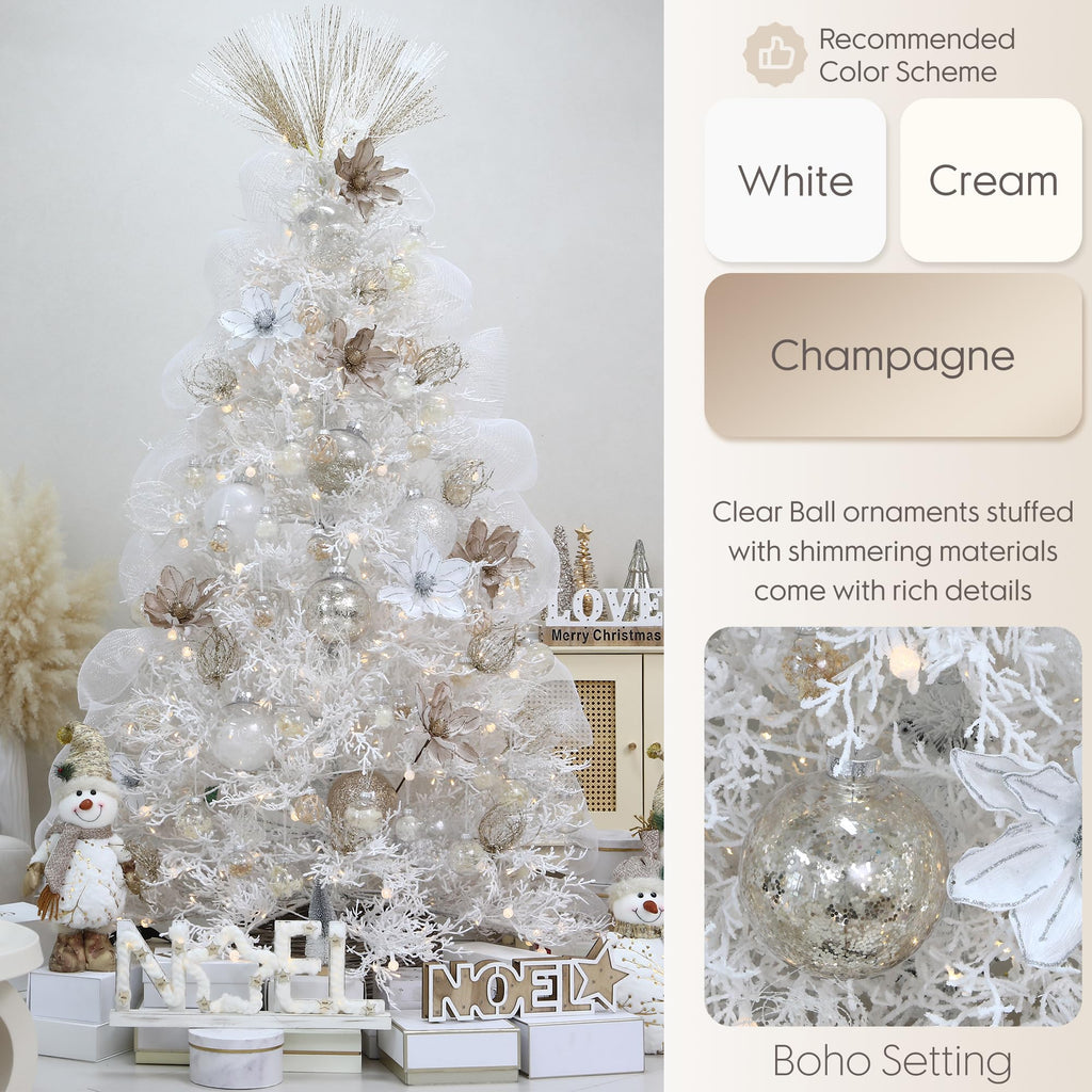 Sea Team Shatterproof Clear Plastic Christmas Ball Ornaments Decorative Xmas Balls Baubles Set with Stuffed Delicate Decorations (80mm/3.15 inch 20-Pack, Babyblue)