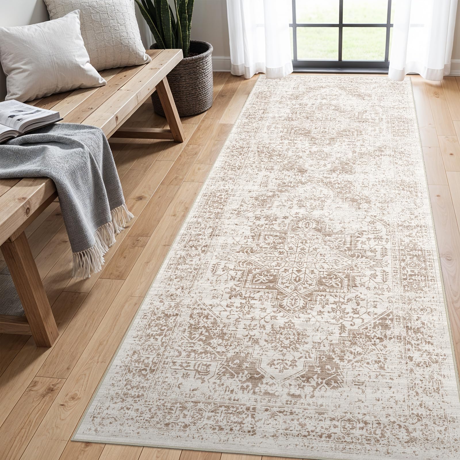 2x5 Washable Kitchen Runner Rug - Soft Low Pile Floral Animal Cat Print Rugs with Non-Slip Backing Waterproof Stain-Resistant Indoor Carpet for Hallway Entryway Bathroom Bedroom (Black)