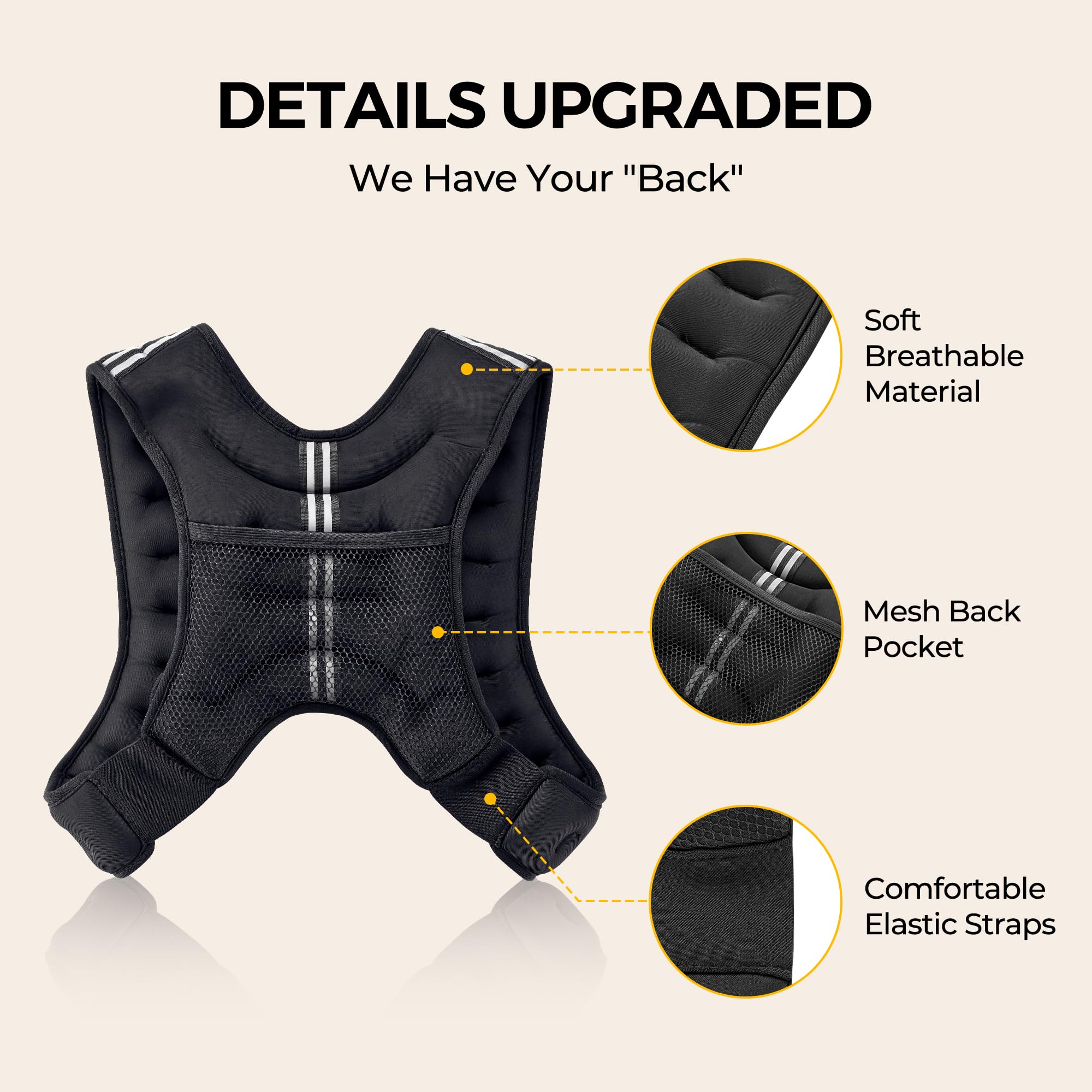 PACEARTH Weighted Vest,6lb/8lb/10lb/12lb/16lb/20lb/25lb/30lb Weight Vest with Reflective Stripe, Body Weight Vests for Women, Men, Weight Loss Workout, Strength Training, Running, Walking, Jogging