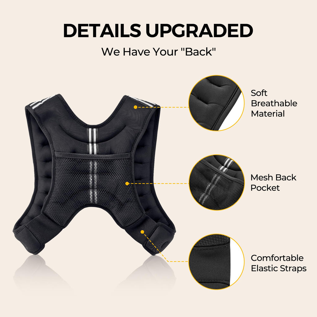 PACEARTH Weighted Vest,6lb/8lb/10lb/12lb/16lb/20lb/25lb/30lb Weight Vest with Reflective Stripe, Body Weight Vests for Women, Men, Weight Loss Workout, Strength Training, Running, Walking, Jogging