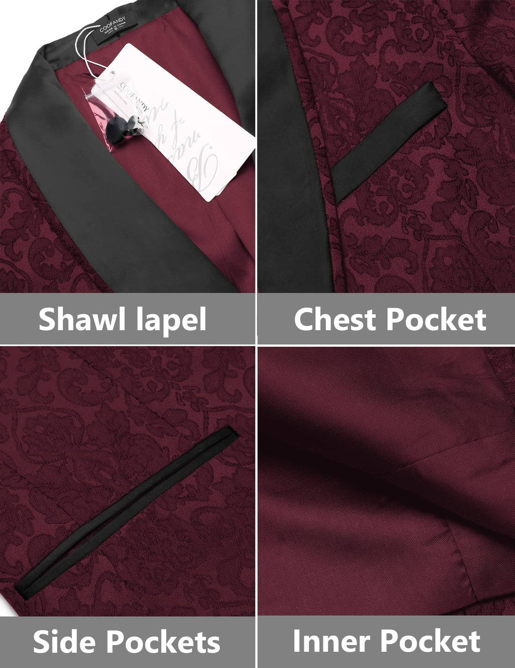 COOFANDY Men's Floral Tuxedo Suit Jacket Slim Fit Dinner Jacket Party Prom Wedding Blazer Jackets