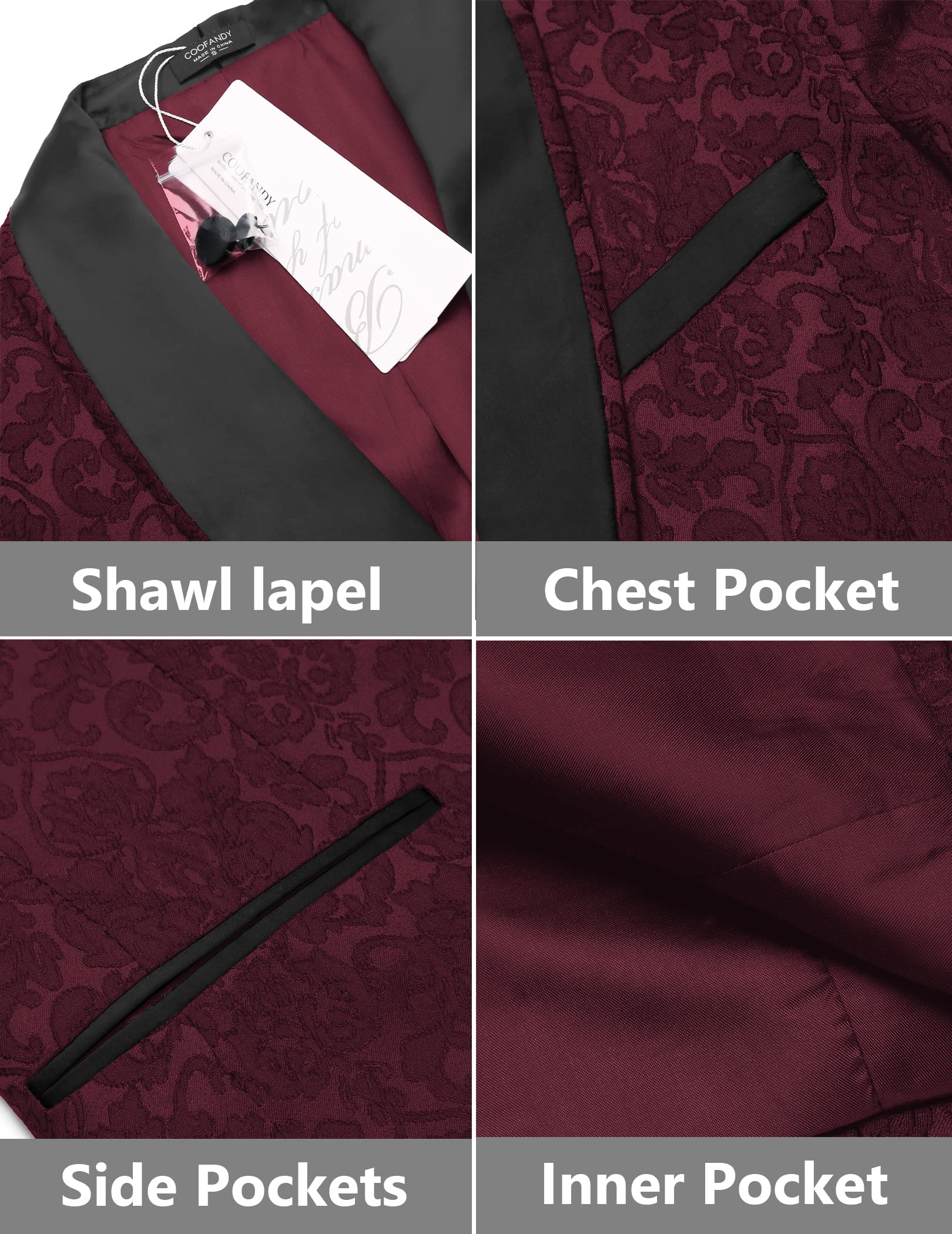 COOFANDY Men's Floral Tuxedo Suit Jacket Slim Fit Dinner Jacket Party Prom Wedding Blazer Jackets