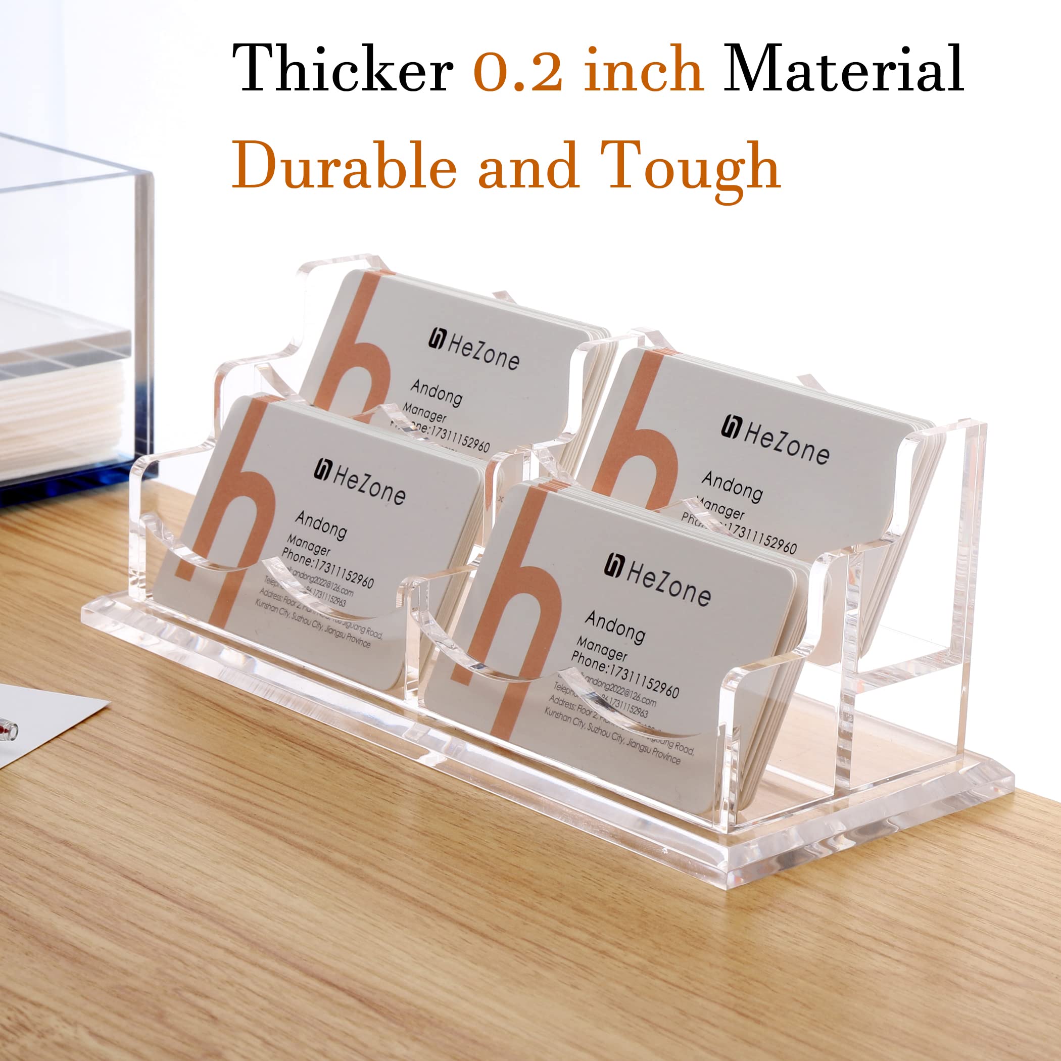 HeZone Business Card Holder for Desk Display, Clear Acrylic Cards Organizer Stand for Men and Women, Business Cards Case Rack 1 Pack, Holds 50 Cards-1 Slot