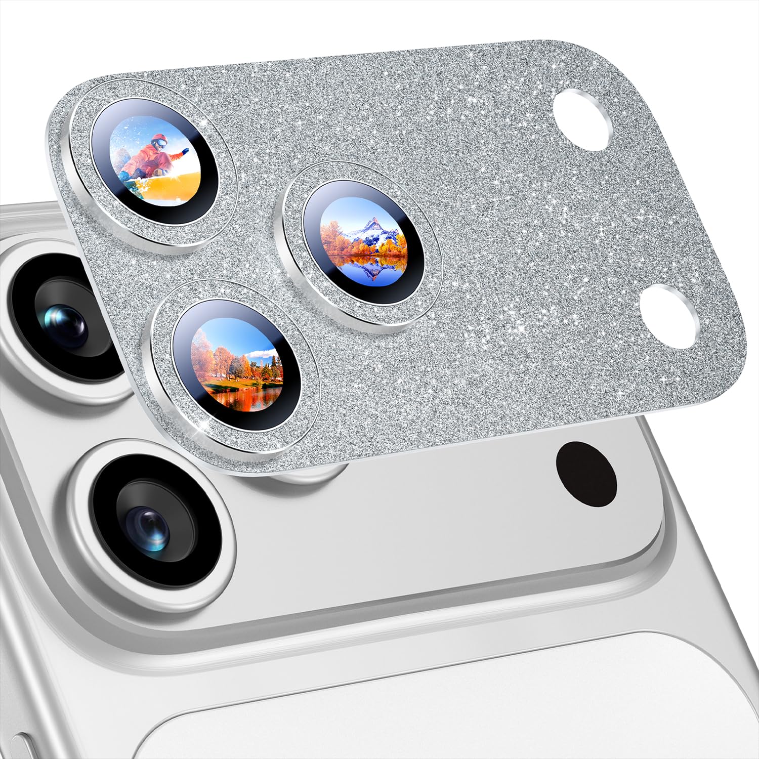 Uyiton Compatible with iPhone 17 Camera Lens Protector - [Not Easy to Break][Strong Adsorption][Case-Friendly] Metal Tempered Glass Rear Camera Screen Cover - Black