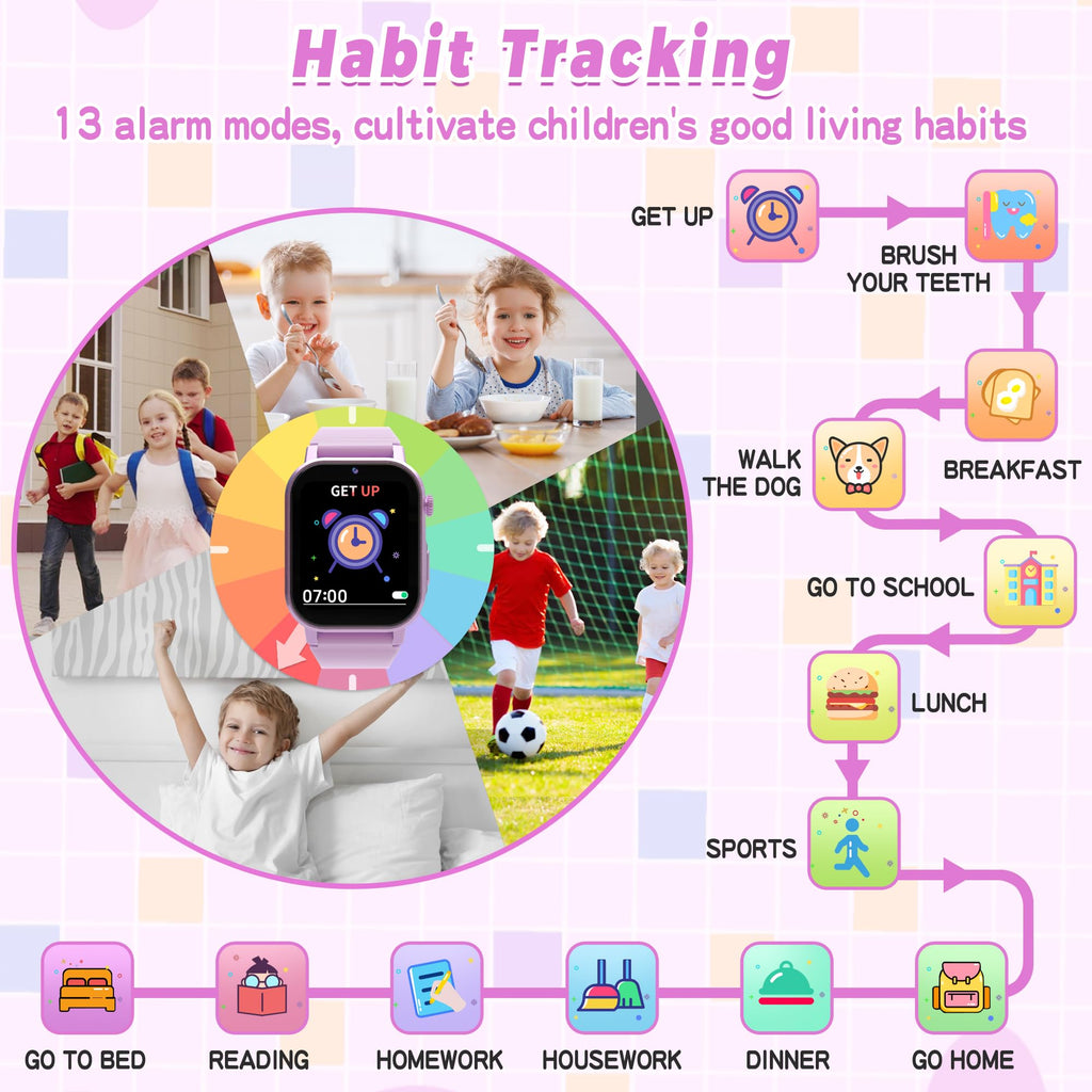 Kids Smart Watch Boys, Kids Game Smart Watch with 32 Games HD Touch Screen Video Camera Music Player Audiobooks Pedometer Flashlight Alarm Clock 12/24 hr, Toys Gift for 3-12 Years Old Boys Girls