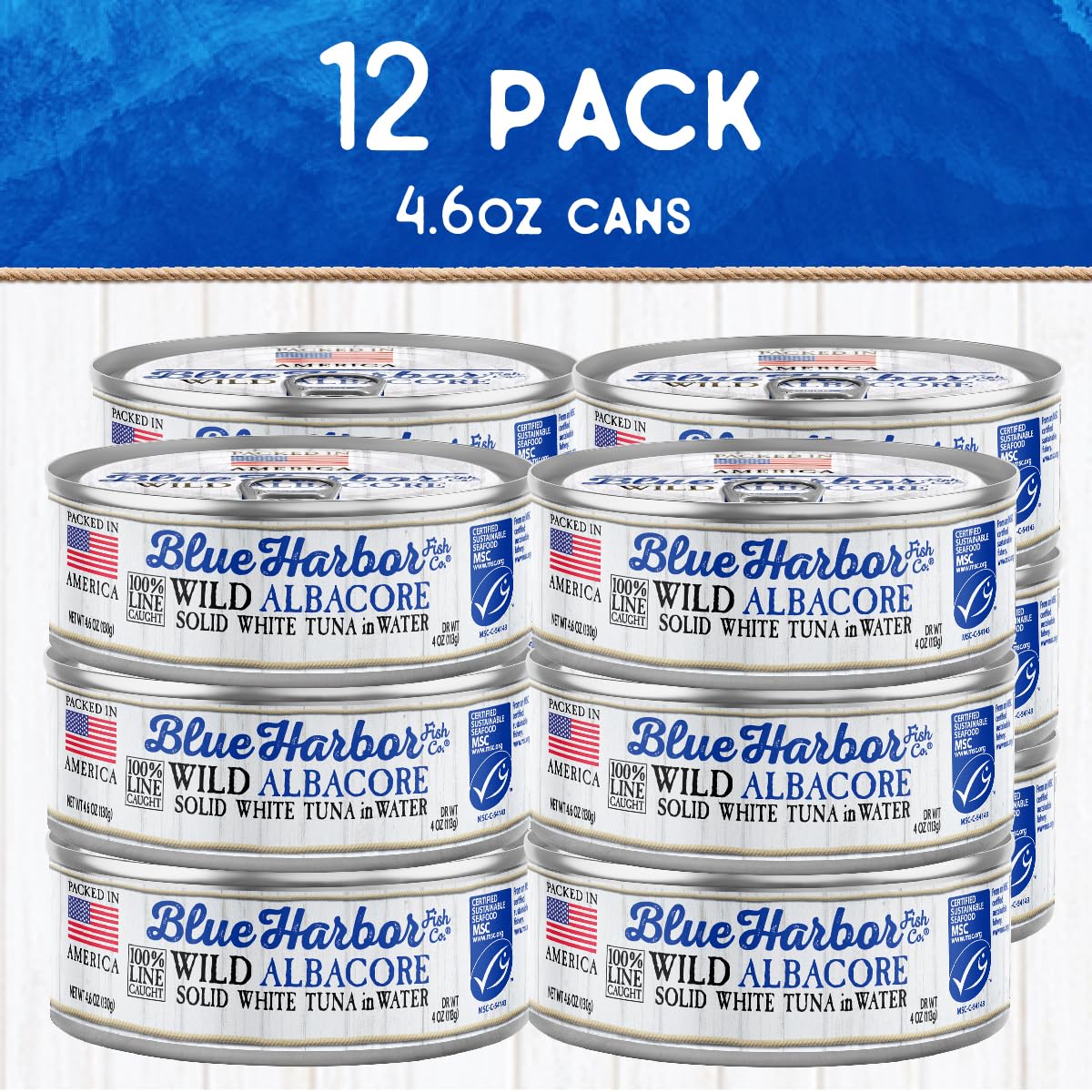 Blue Harbor Fish Co. Wild Albacore Tuna in Water with No Salt Added, 4.6 Ounce
