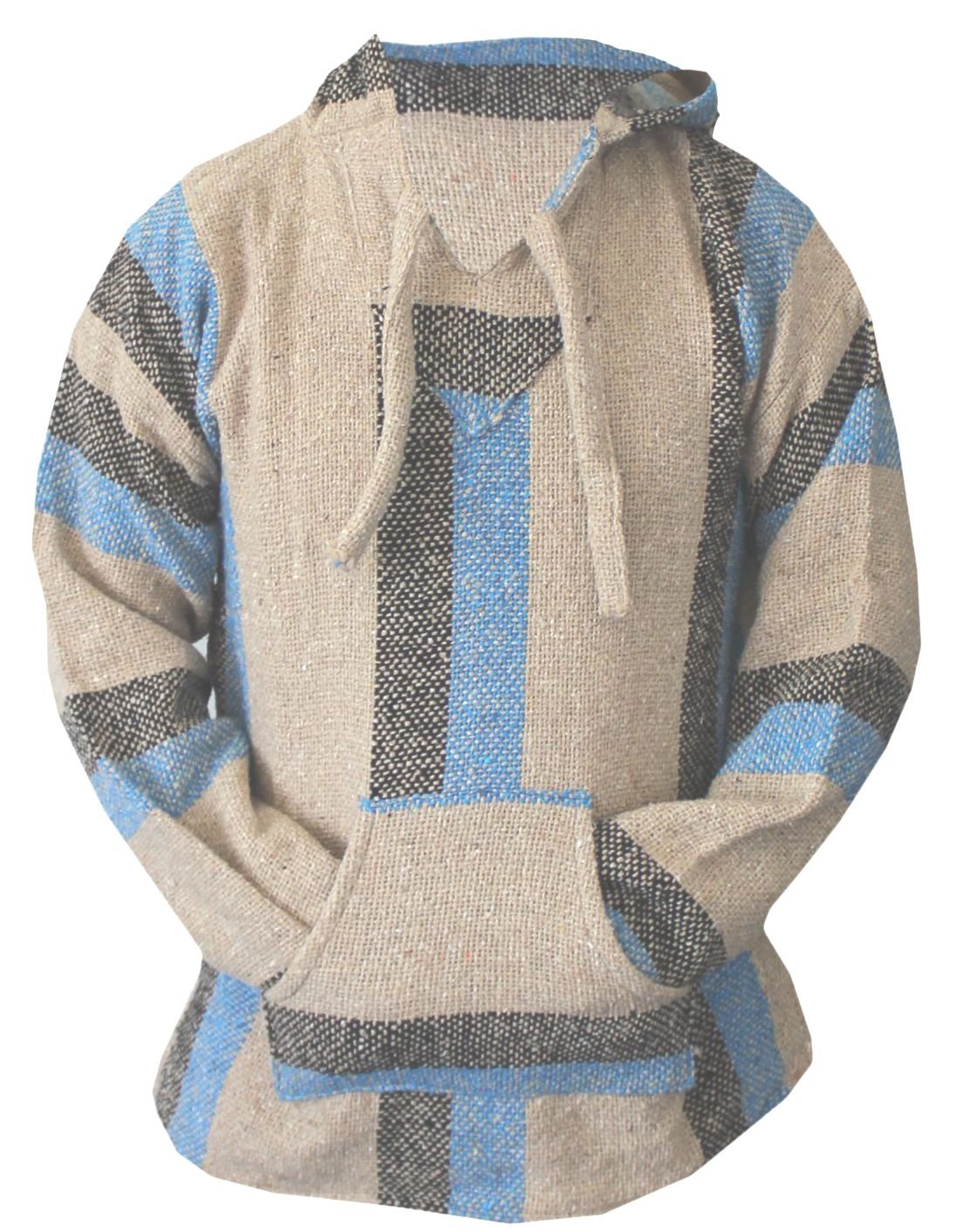 Del Mex Mexican Baja Hoodie Hippie Surf Poncho Sweater Sweatshirt Pullover Jerga