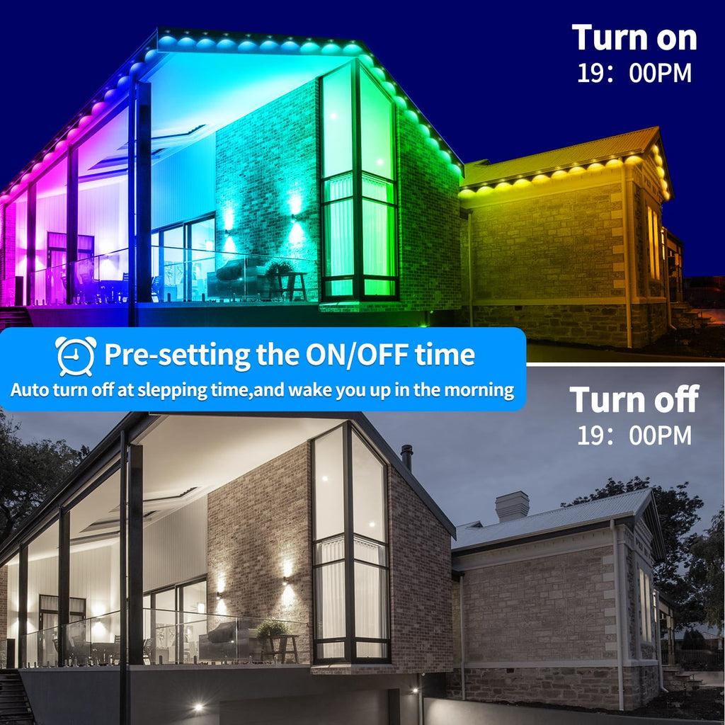 Yocrostar Permanent Outdoor Light,60ft RGB Eave Lights with App Control Remote,IP67 Waterproof LED Lights,Music Sync Outside Light for House,Halloween,Roof,Garden,Christmas Decorations