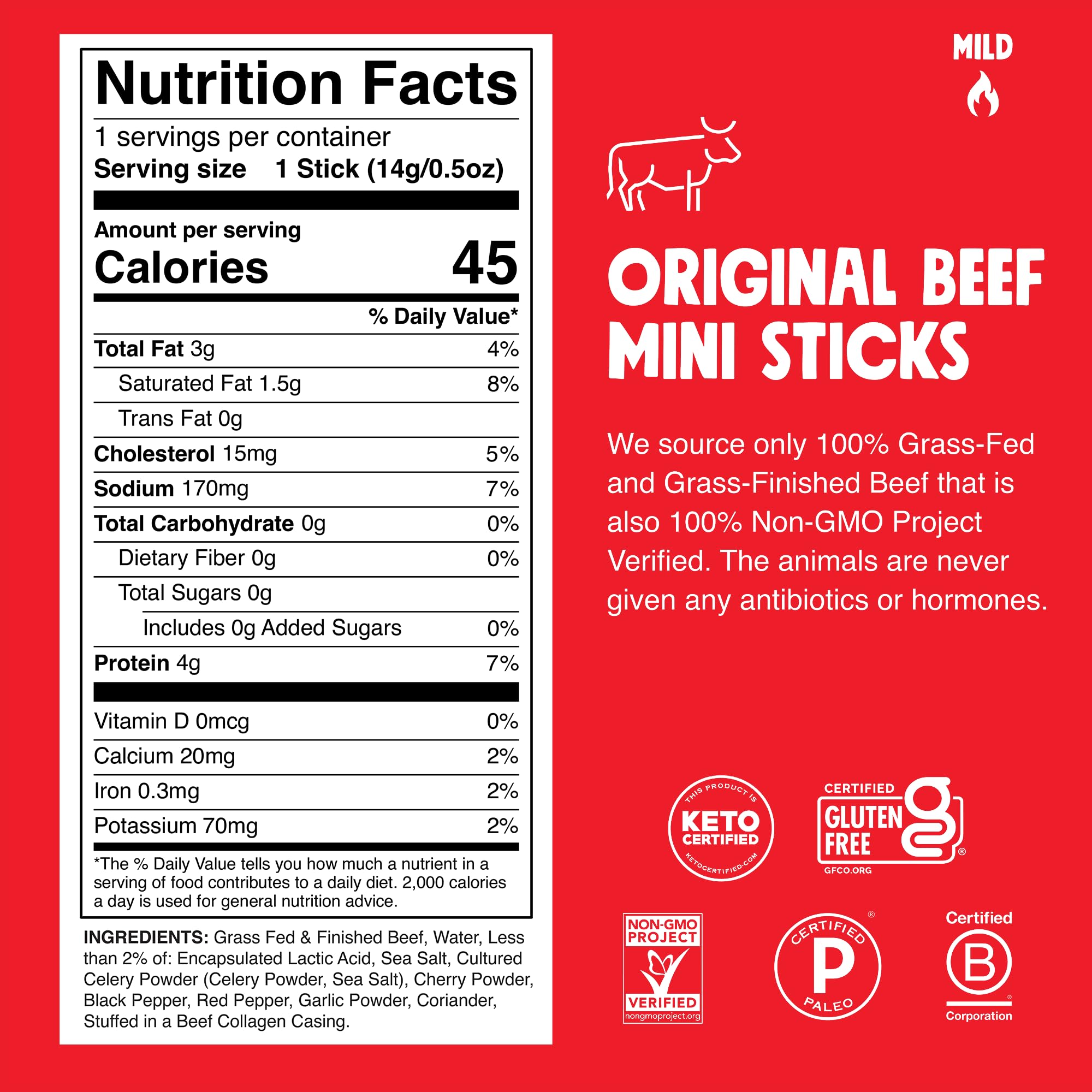 Chomps Snack Size Grass-Fed and Finished Jalapeño Beef Jerky Snack Sticks 0.5oz 24-Pack - Keto, Paleo, Whole30, 4g Lean Meat Protein, Gluten-Free, Zero Sugar Food, Non-GMO Chomplings