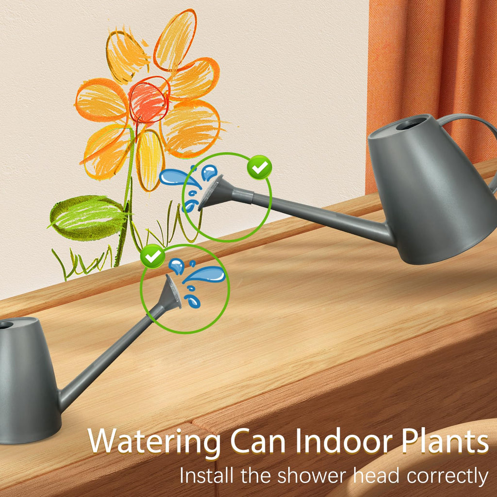 60 oz Watering Can for Indoor Plants, Small Plastic Watering Cans with Removable Nozzle, Long Spout Indoor Water Can for House Plants, Garden Flowers (1.8L 1/2 Gal)