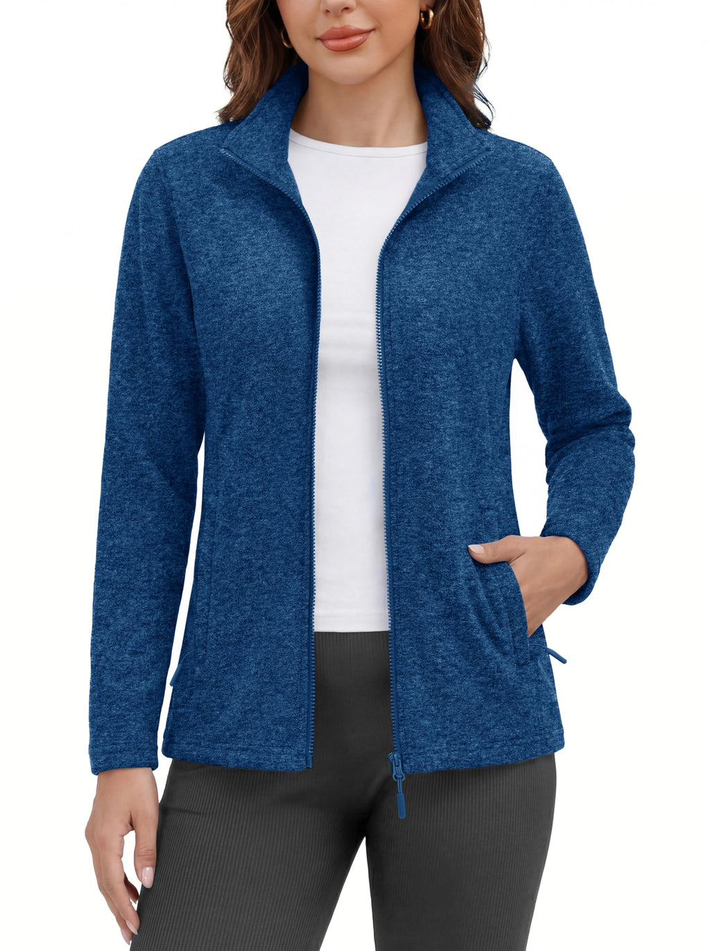 MAGCOMSEN Fleece Jacket Women Zip UP Lightweight Soft Polar Warm Winter Jackets for Women with Pockets Outdoor Hiking
