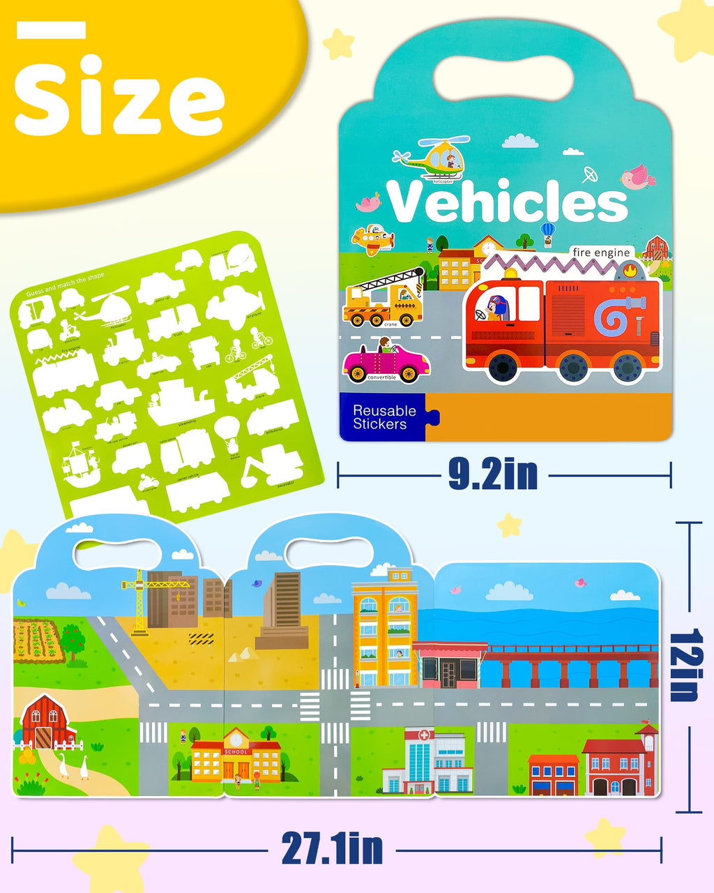 Benresive Reusable Sticker Book for Toddlers, Stickers for Kids, Travel Toys for Arts & Crafts Activities, Birthday Gift for Boys & Girls, Animals Dinosaurs Insects Themes