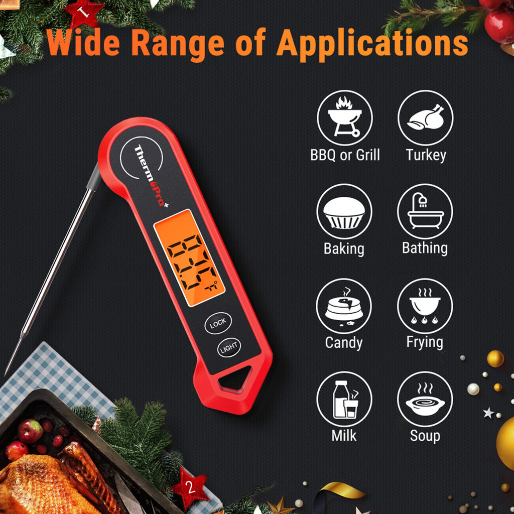 TempPro TP19H Digital Meat Thermometer for Cooking, 1 Sec Instant Read Food Thermometer with Motion-Sensing Wake for BBQ Grill Oil Fry Candy for Fathers Day Gift for Dad Men (Previously ThermoPro)