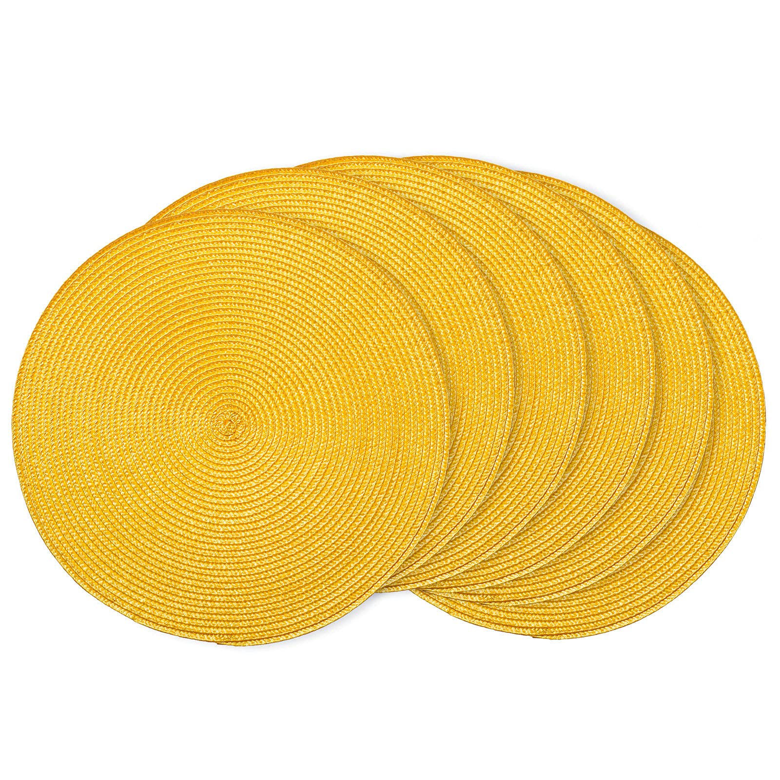 AHHFSMEI Round Placemats Set of 6 Heat Resistant Washable Non-Slip Woven Braided Table Mats for Dining Table Kitchen & Home Decor (Beige)