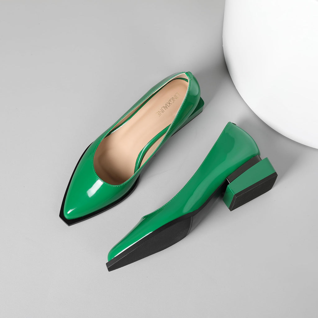 LingxiaUne Dress Shoes for Women, Comfortable Dressy Flats, Womens Chunky Heel Pumps with Arch Support and Pointed Toe