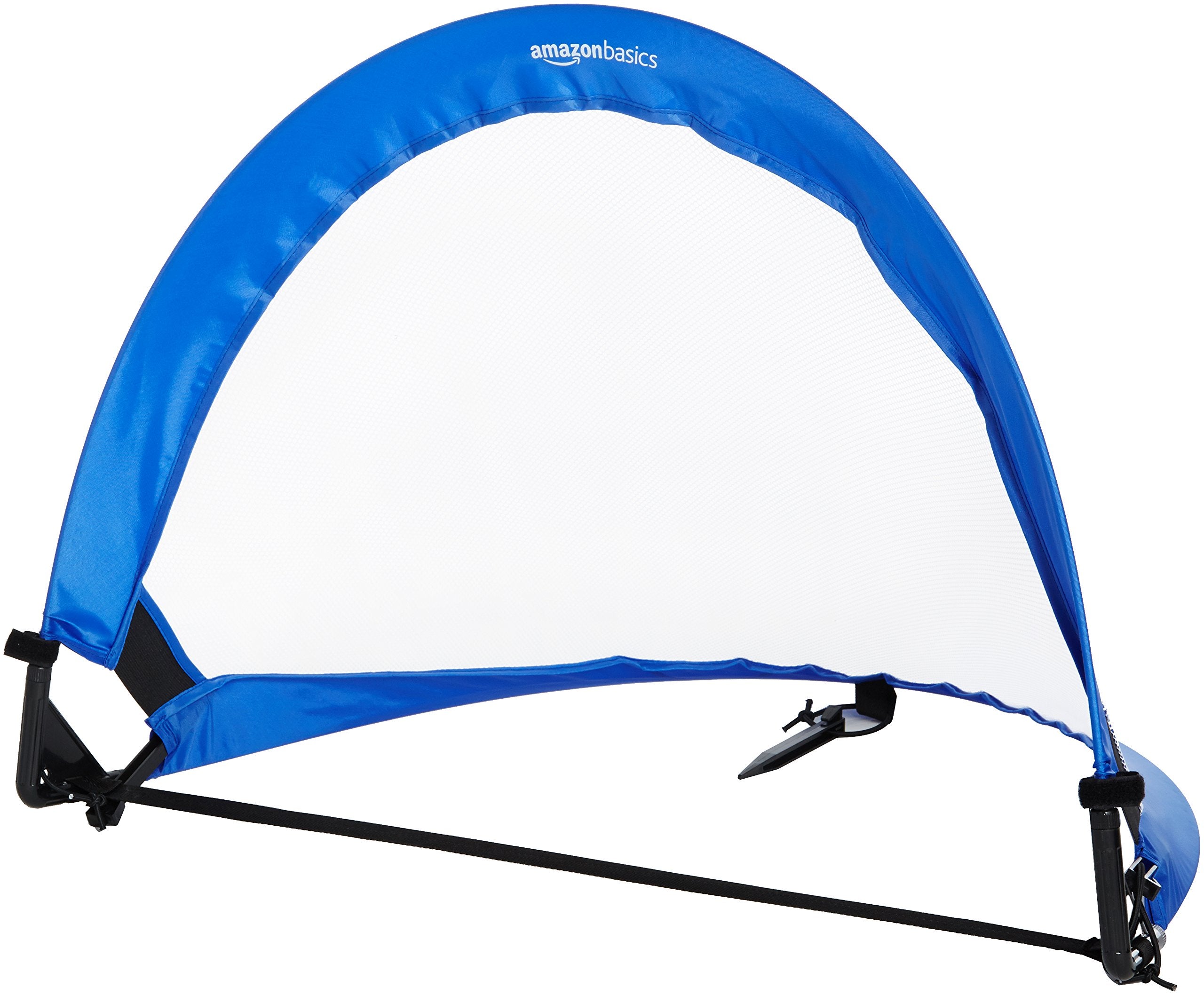 Amazon Basics Portable Pop Up Soccer Goal Set for Kids, Training Equipment, Outdoor Sports Games, Backyard Soccer, Blue, 2-Pack