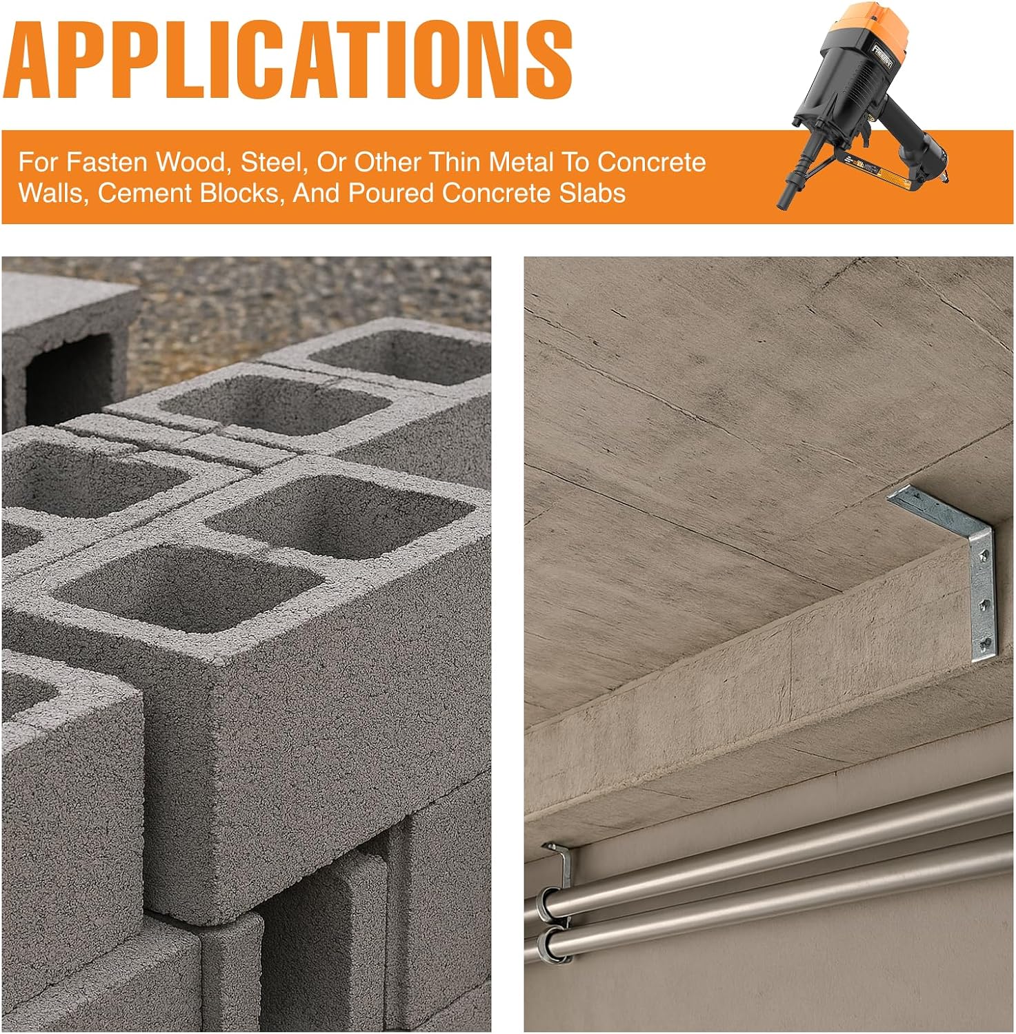 Freeman PSSCP Pneumatic 3" Single-Pin Concrete Nailer with Case | Heavy-Duty Air-Powered Nail Gun for Wood, Steel & Concrete | Compatible with Ramset & Hilti Single Pins