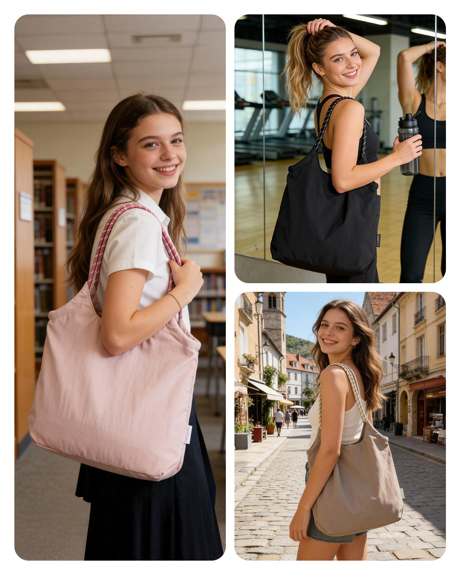 BAGSMART Beach Bags for Women, Beach Tote Bag Beach Bag with Zipper Travel Tote Bag for Women Sandproof Swim Pool Bag | Packable Beach Bag