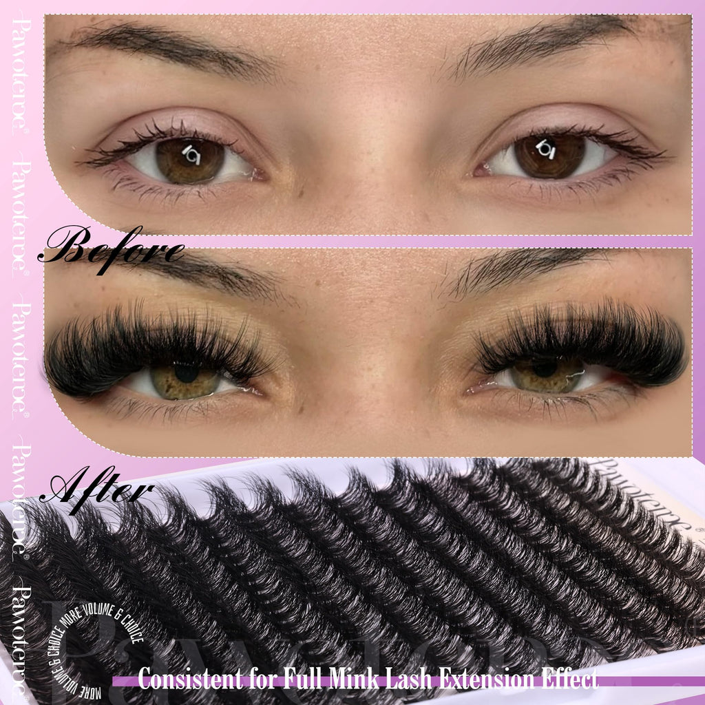 Pawotence Lash Extension Kit DIY 280pcs Individual Lash Clusters Kit 20D&30D Natural 9-15mm Cluster Eyelash Extensions Kit with Lash Bond and Seal, Tweezers for Self Use (20D&30D, 0.07D, 9-15mm, Kit)