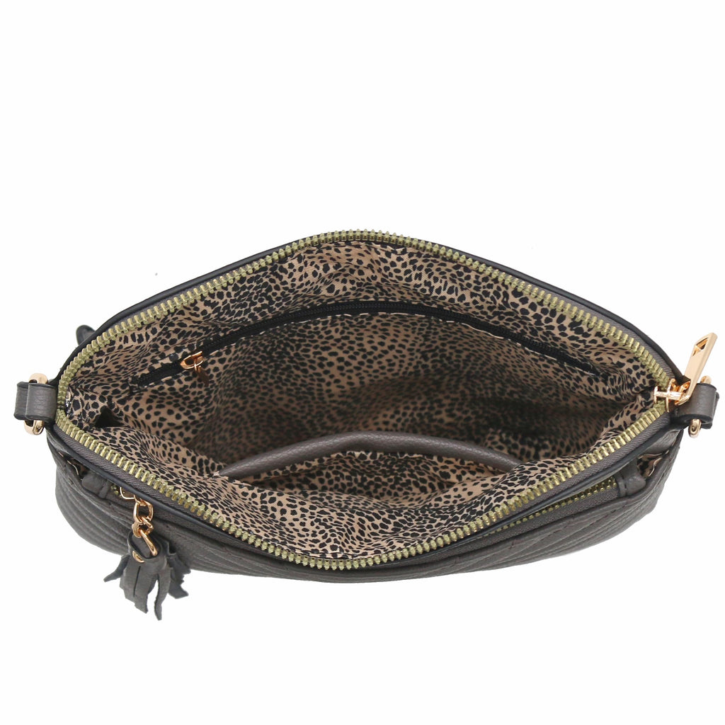FashionPuzzle Chevron Quilted Medium Crossbody Bag with Tassel Accent