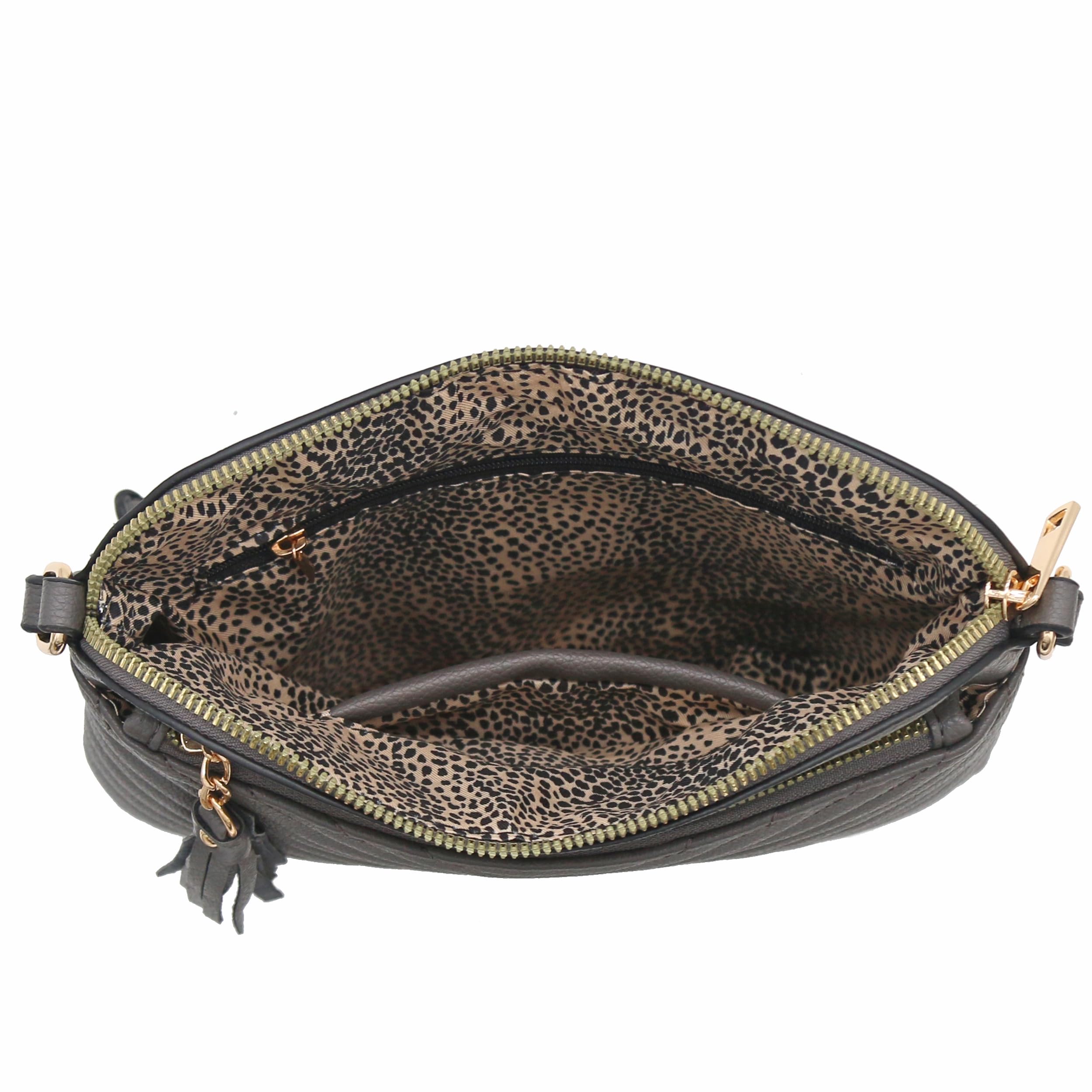 FashionPuzzle Chevron Quilted Medium Crossbody Bag with Tassel Accent