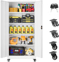 SISESOL Wide & Deep Metal Storage Cabinet with Wheels,Tall Rolling Garage Storage Cabinet with Lock,Black Metal Cabinets with Pegboards and Shelves,Tool Locker for Garage,Home,Office,43''Wx 20''Dx71"H