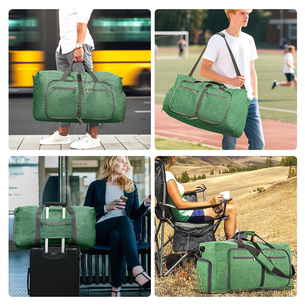 Vomgomfom 65L/85L/115L Foldable Travel Duffle Bag, Lightweight Checked Luggage with Shoe Compartment, Water-Resistant Weekender Overnight Bag for Men & Women