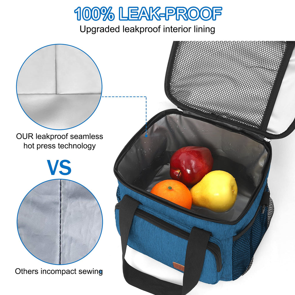 Femuar Lunch Bags for Women/Men, Insulated Lunch Bag for Work Office Picnic - Large Lunch Cooler Bag Leakproof Lunch Box with Adjustable Shoulder Strap for Adults - Grey (15L)