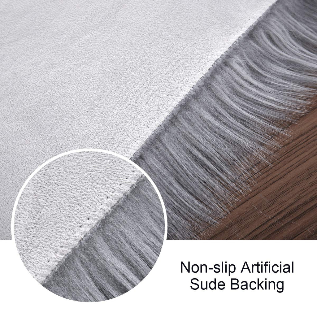 Softlife Black Faux Fur Sheepskin Chair Cover Seats Cushion Pad Super Soft Area Rugs for Living Bedroom Sofa Dorm (1.6ft x 1.6ft)