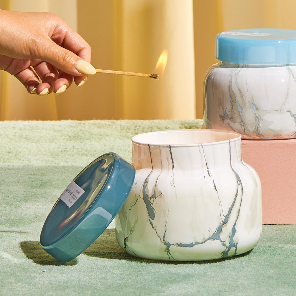 Capri Blue Modern Marble Jar Candles - Luxury Candles for Home Scented - Long Lasting Soy Wax Blend (Aloha Orchid, 8 oz)