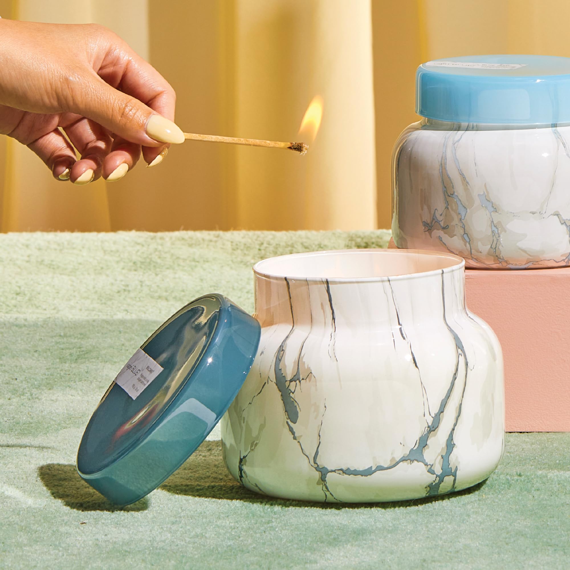 Capri Blue Modern Marble Jar Candles - Luxury Candles for Home Scented - Long Lasting Soy Wax Blend (Aloha Orchid, 8 oz)